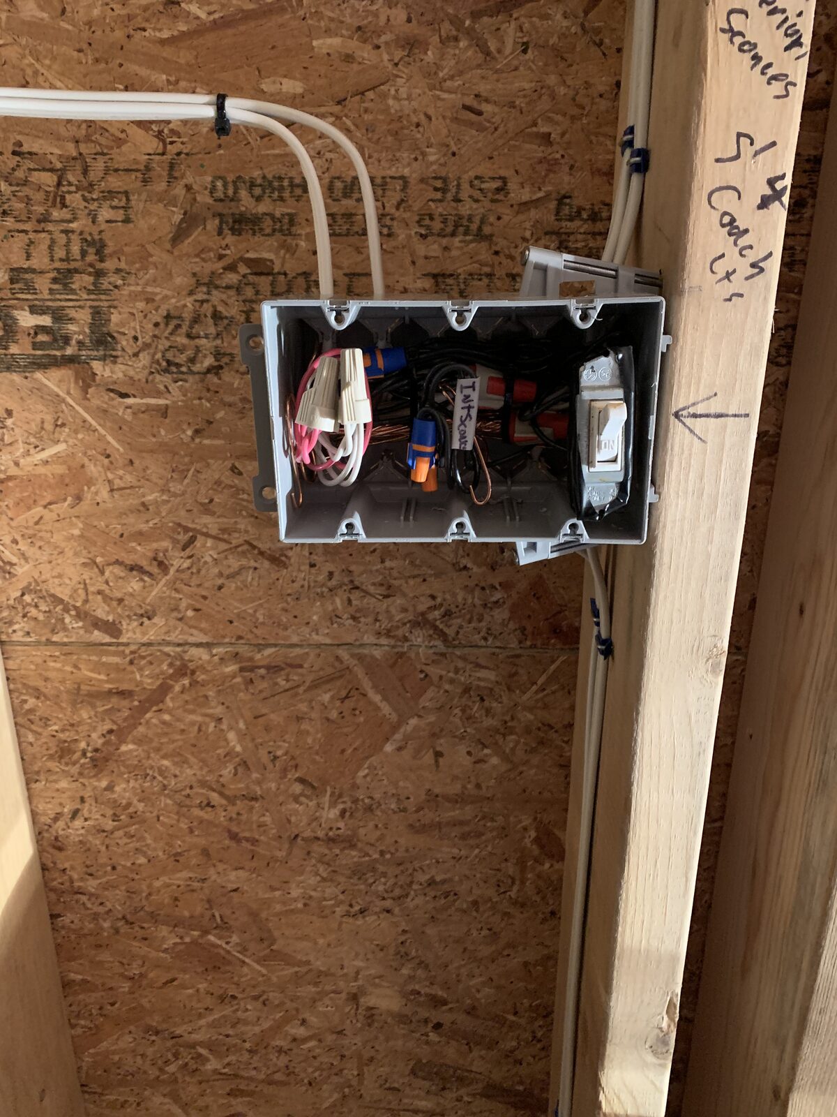 Switch and coach light rough-in wiring