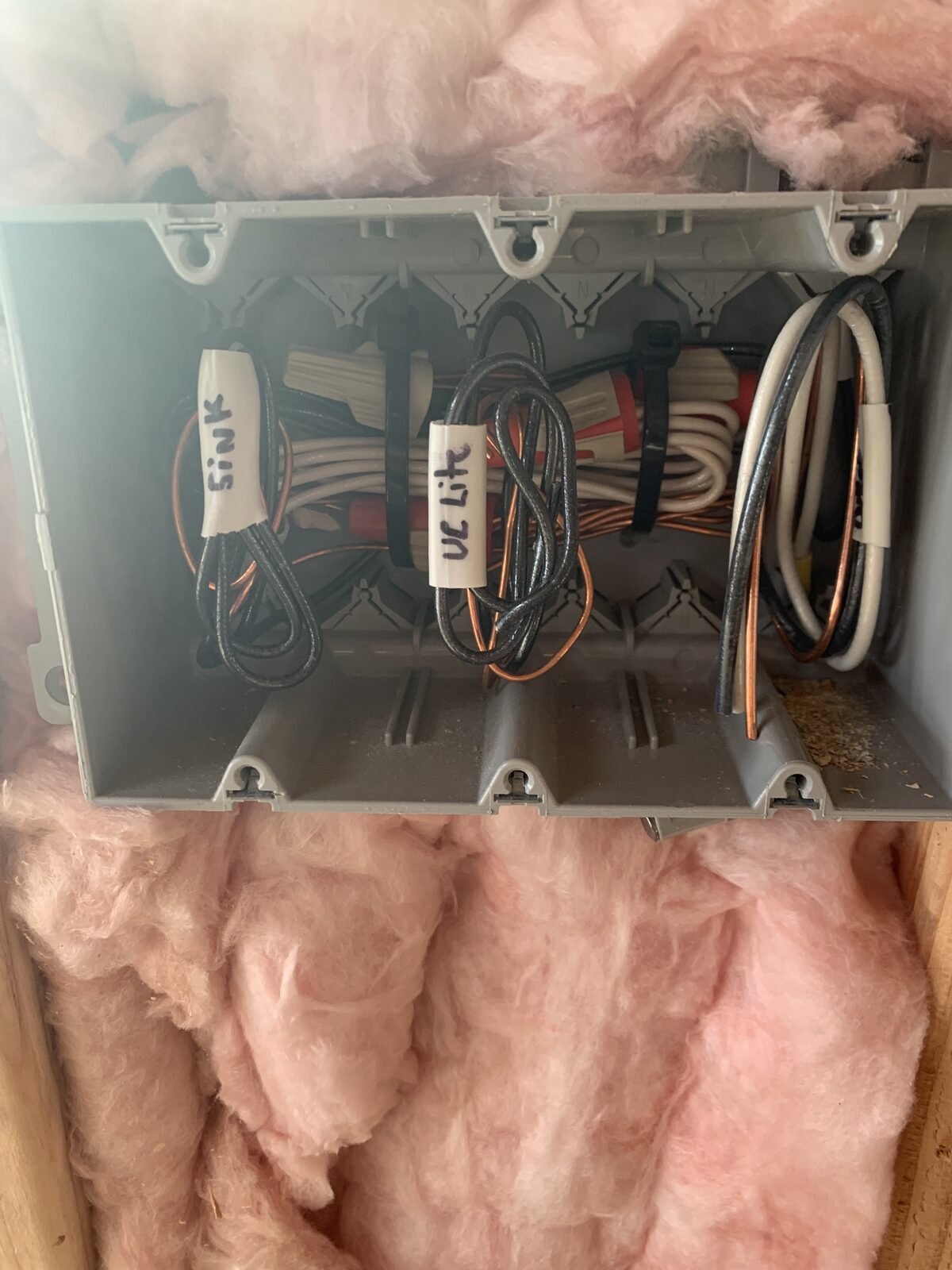 Neatly labeled junction box wiring